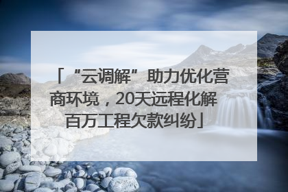 “云调解”助力优化营商环境，20天远程化解百万工程欠款纠纷