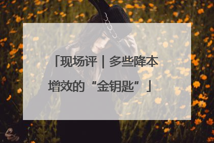 现场评｜多些降本增效的“金钥匙”