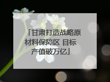 甘肃打造战略原材料保障区 目标产值破万亿