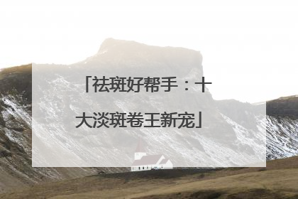 祛斑好帮手：十大淡斑卷王新宠