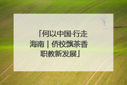 何以中国·行走海南｜侨校飘茶香 职教新发展