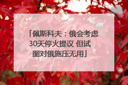 佩斯科夫：俄会考虑30天停火提议 但试图对俄施压无用
