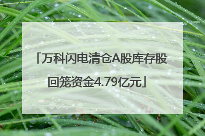 万科闪电清仓A股库存股 回笼资金4.79亿元
