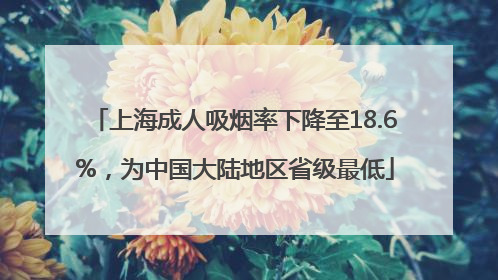 上海成人吸烟率下降至18.6%，为中国大陆地区省级最低