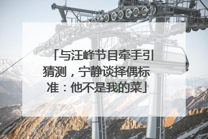 与汪峰节目牵手引猜测，宁静谈择偶标准：他不是我的菜