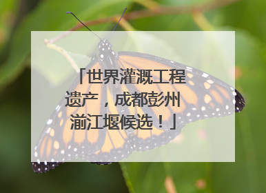 世界灌溉工程遗产，成都彭州湔江堰候选！