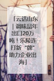 云话山东｜调味品年出口20万吨！乐陵连打新“牌”助力企业出海