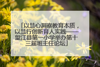以慧心洞察教育本质，以慧行创新育人实践——望江县第一小学举办第十三届班主任论坛