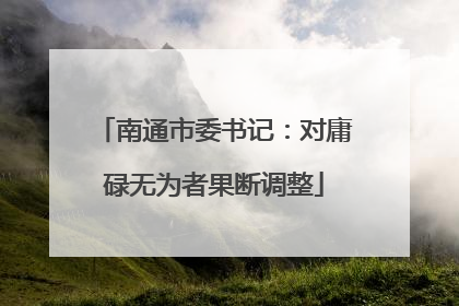 南通市委书记：对庸碌无为者果断调整