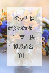 公示！福建多地发布“三支一扶”拟派遣名单