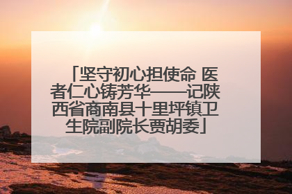 坚守初心担使命 医者仁心铸芳华——记陕西省商南县十里坪镇卫生院副院长贾胡委