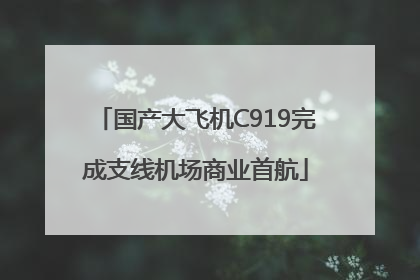 国产大飞机C919完成支线机场商业首航