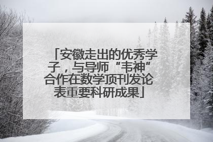 安徽走出的优秀学子，与导师“韦神”合作在数学顶刊发论表重要科研成果