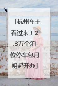 杭州车主看过来！2.3万个泊位停车包月明起开办