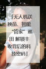 无人机送秧苗、智能“管家”巡田 解锁丰收背后的科技密码