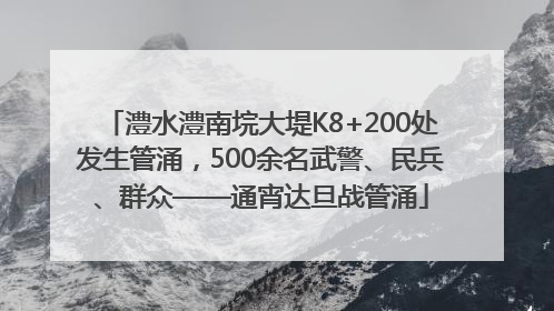 澧水澧南垸大堤K8+200处发生管涌，500余名武警、民兵、群众——通宵达旦战管涌