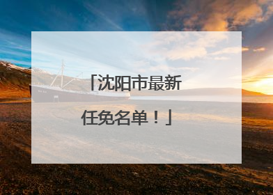 沈阳市最新任免名单！