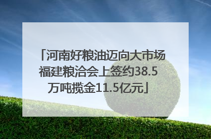 河南好粮油迈向大市场 福建粮洽会上签约38.5万吨揽金11.5亿元