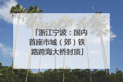 浙江宁波：国内首座市域（郊）铁路跨海大桥封顶