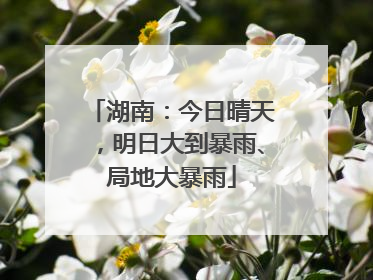 湖南：今日晴天，明日大到暴雨、局地大暴雨