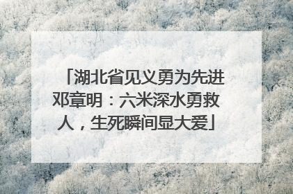 湖北省见义勇为先进邓章明：六米深水勇救人，生死瞬间显大爱