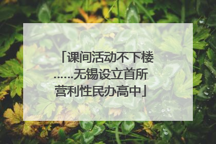 课间活动不下楼……无锡设立首所营利性民办高中