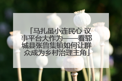 马扎虽小连民心 议事平台大作为——看郓城县张鲁集镇如何让群众成为乡村治理主角