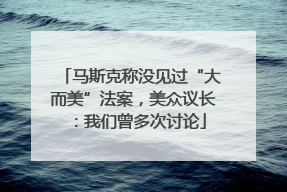 马斯克称没见过“大而美”法案，美众议长：我们曾多次讨论