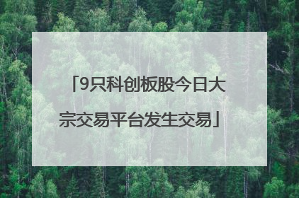 9只科创板股今日大宗交易平台发生交易